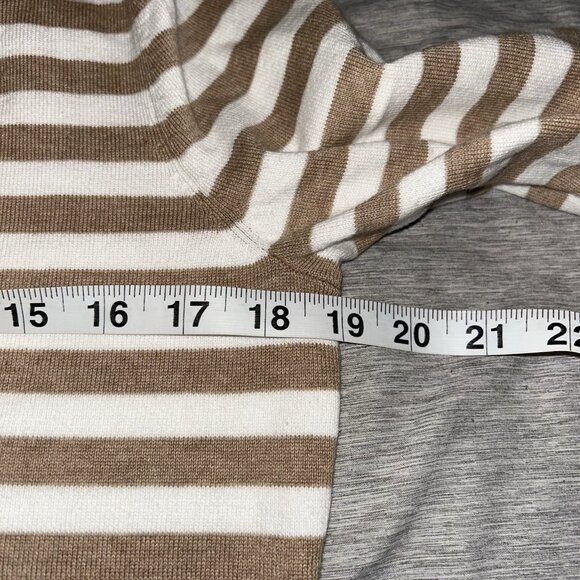 Tommy Hilfiger Tan Striped Long Sleeve Turtleneck Preppy Sweater Size Large - Picture 9 of 10